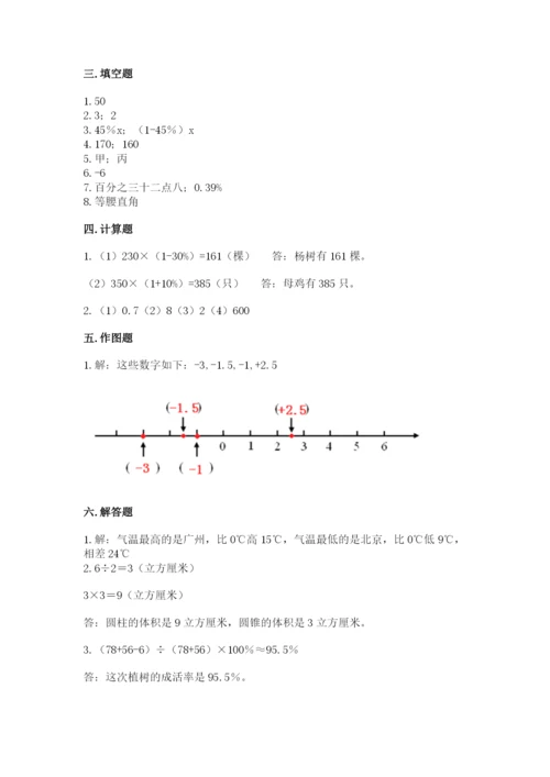 乌兰县六年级下册数学期末测试卷（达标题）.docx
