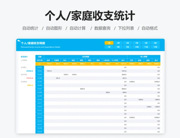个人/家庭收支统计