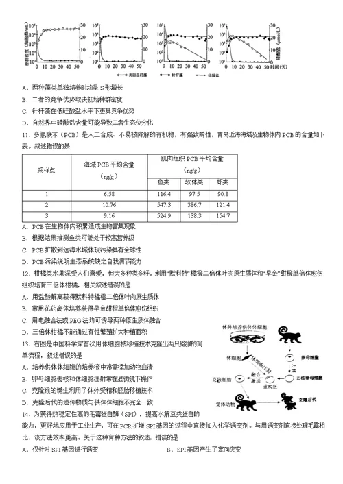 2022北京西城高三一模生物（教师版）