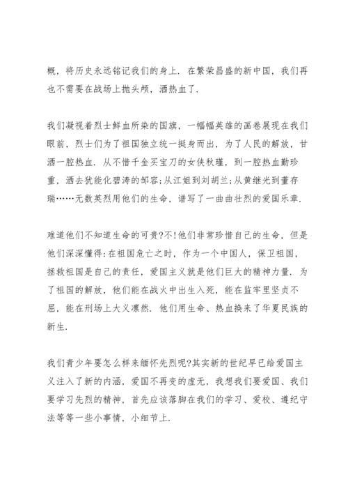 清明缅怀先烈初中生演讲稿【八篇】.docx