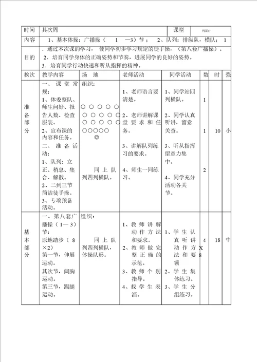 小学一年级体育教案全集