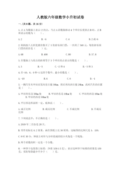 人教版六年级数学小升初试卷含答案【典型题】.docx