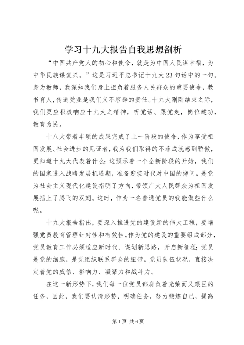 学习十九大报告自我思想剖析.docx