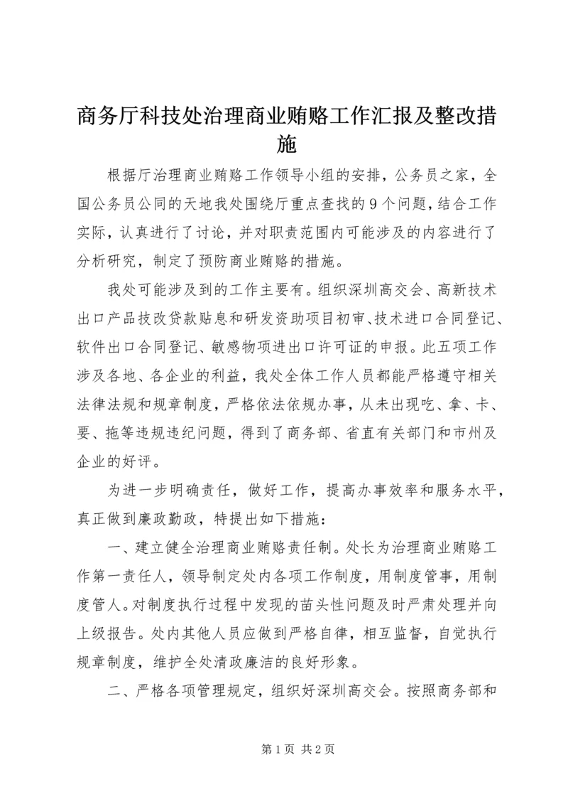 商务厅科技处治理商业贿赂工作汇报及整改措施.docx