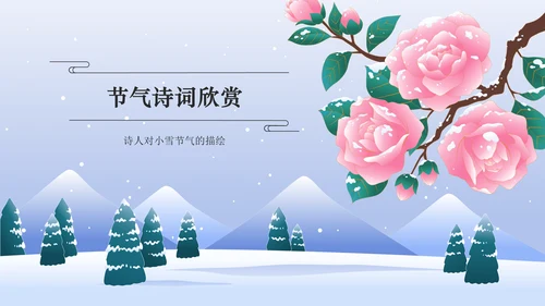 蓝色国潮风二十四节气科普介绍——小雪PPT模板