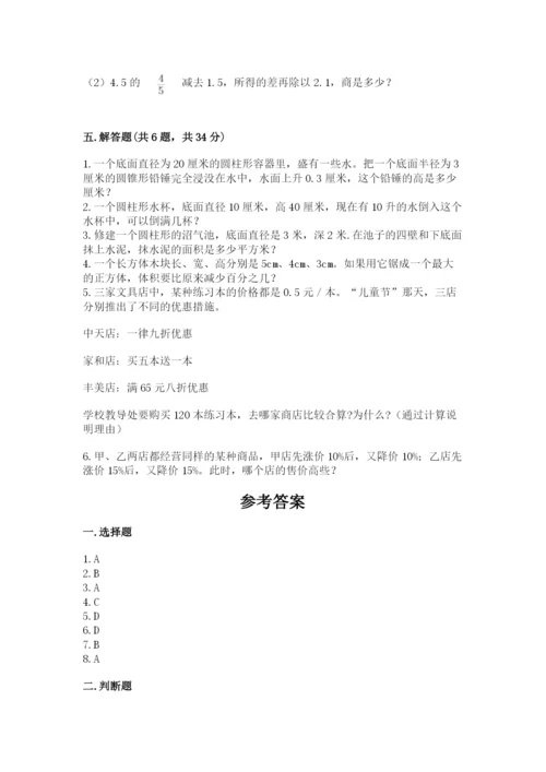 北京版六年级下册数学期中测试卷【典优】.docx