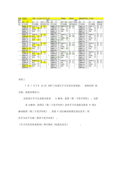 手卫生依从性观察表和统计表使用说明