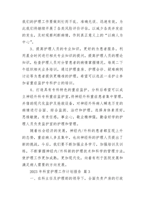 2023年科室护理工作计划报告.docx
