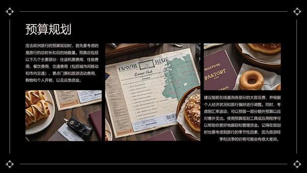 黑灰色简约风欧洲旅游攻略PPT模板