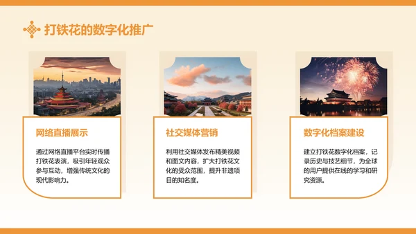 黄色中国风打铁花非遗文化介绍PPT模板