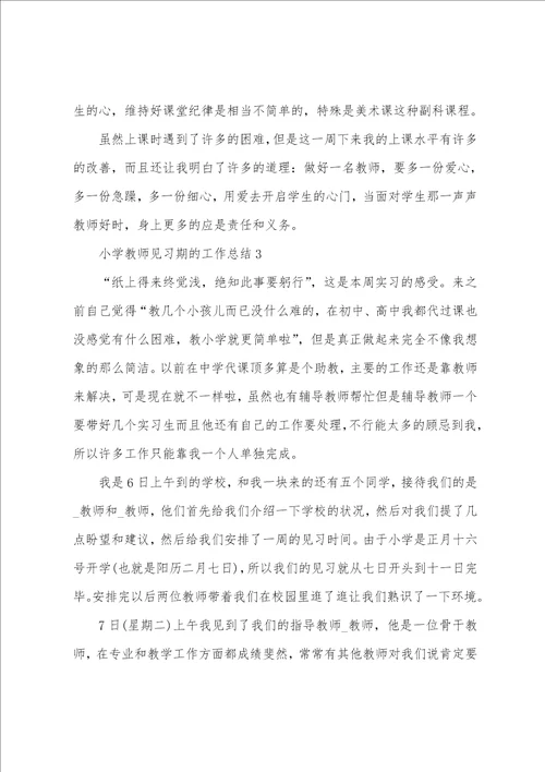 小学教师见习期的工作总结5篇