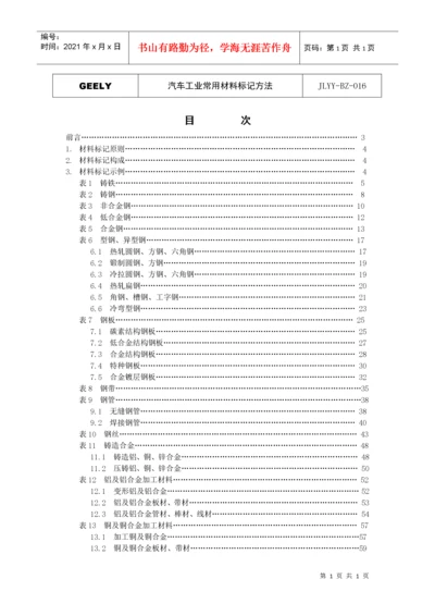 汽车工业常用材料标记方法大全.docx