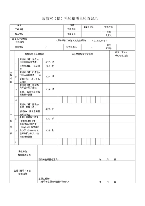 栽植土检验批质量验收记录