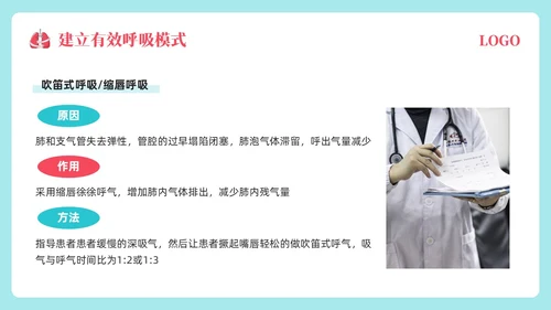 粉蓝简约肺康复训练PPT模板宣传PPT动态PPT肺结核肺结节