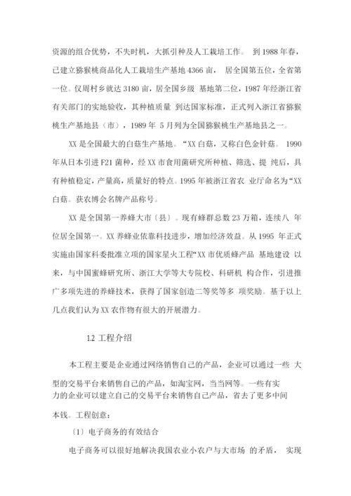 互联网XX特色农产品电子商务应用创业计划书(内容详细数据全面可直接作模版).docx