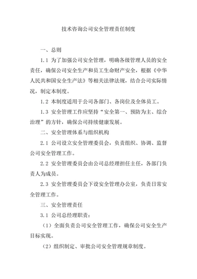 技术咨询公司安全管理责任制度