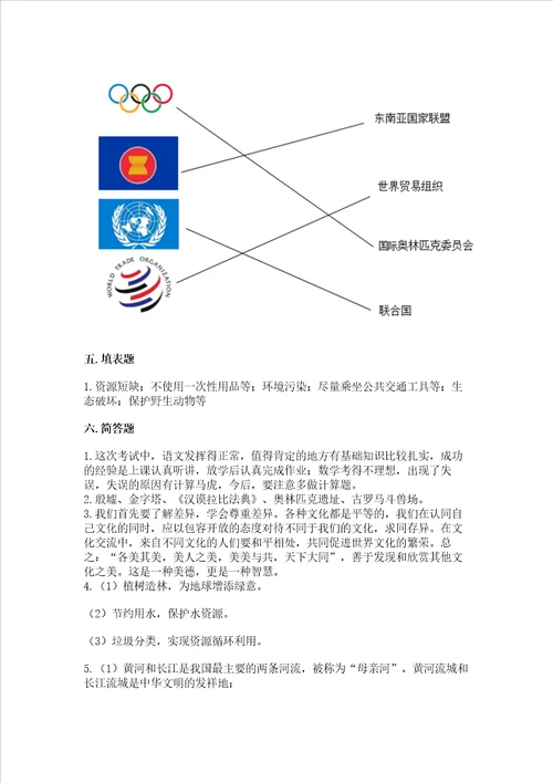 部编版六年级下册道德与法治期末测试卷附完整答案网校专用