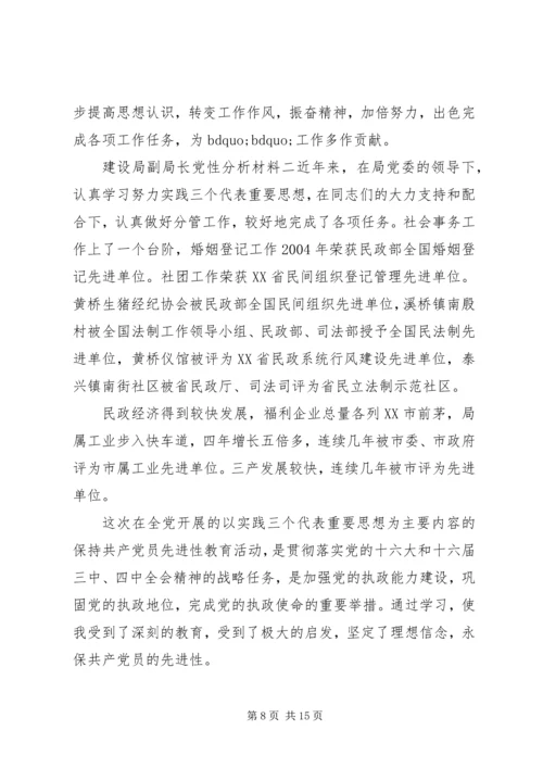 建设局副局长党性分析材料.docx