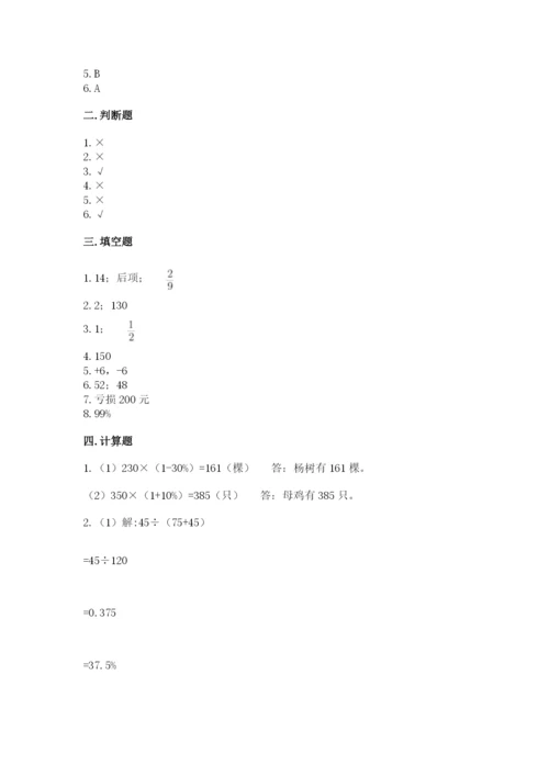 称多县六年级下册数学期末测试卷（a卷）.docx