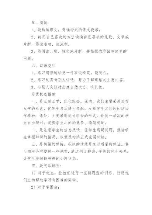 一年级下册语文复习计划.docx