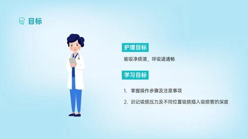 蓝色简约科技风吸痰护理培训PPT模板护理查房