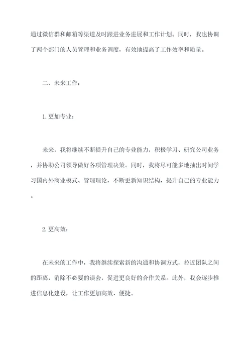 作为经理助理的述职报告