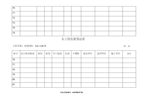 人工挖孔桩签证表