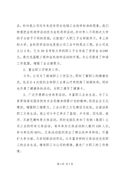 向公司职工代表视察团的汇报材料 (3).docx