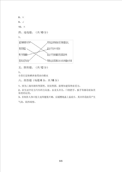 最新教科版六年级科学上册期末试卷及答案审定版