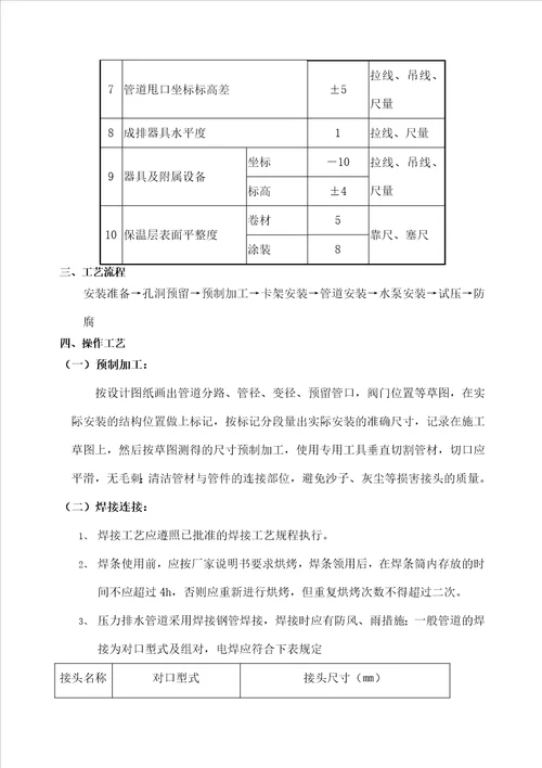 压力排水管道焊接钢管施工方案技术交底共7页