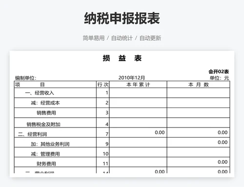 纳税申报报表
