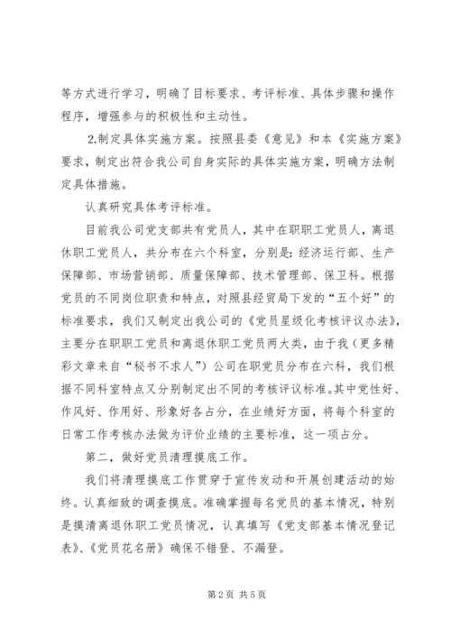 民营企业党员星级化管理活动工作汇报.docx