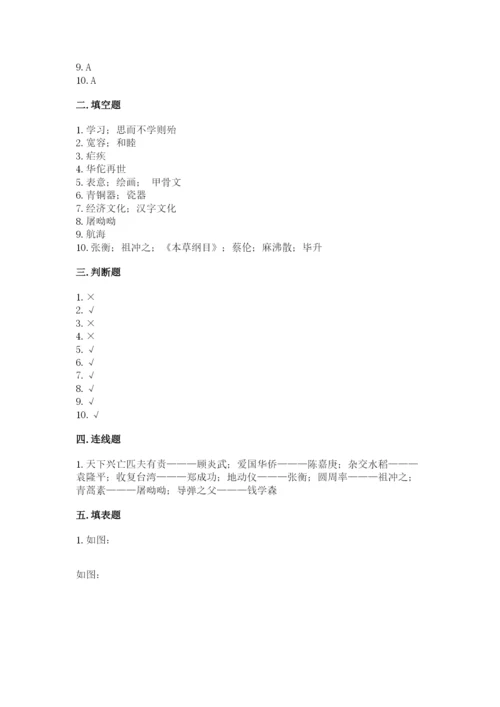 五年级上册道德与法治第四单元骄人祖先 灿烂文化测试卷及答案（基础+提升）.docx