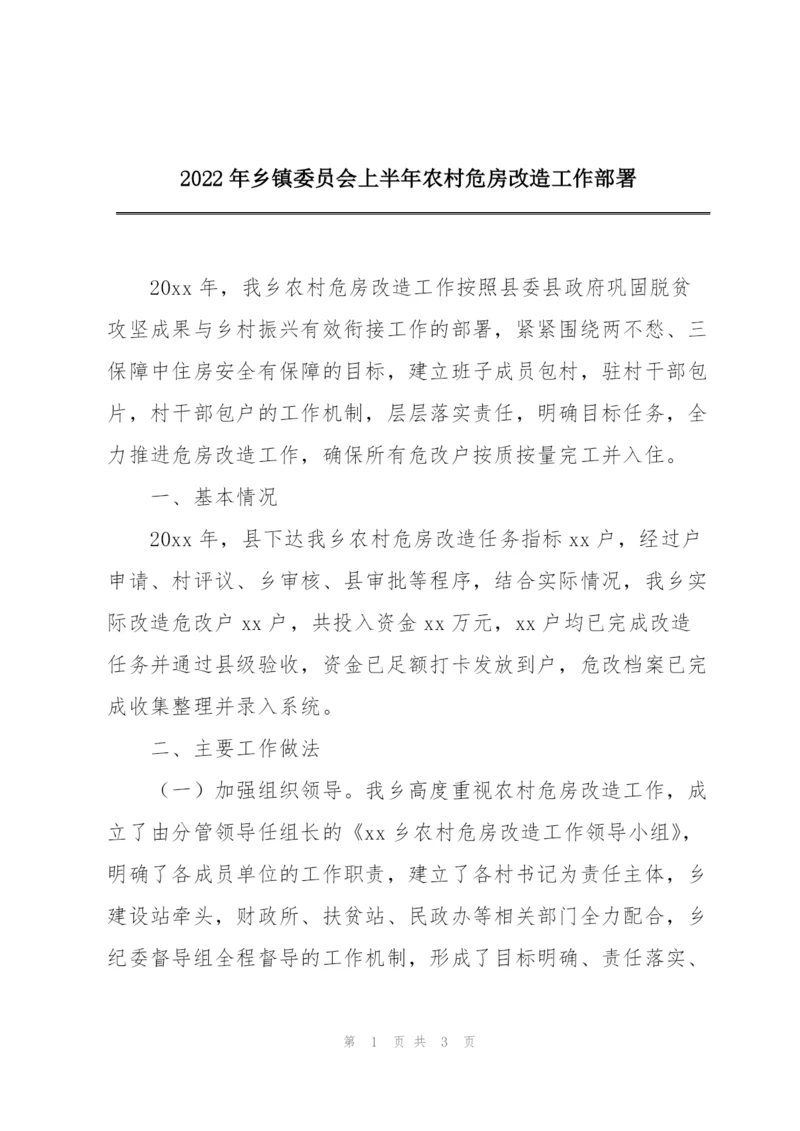 2022年乡镇委员会上半年农村危房改造工作部署.docx