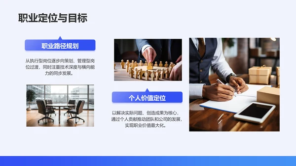蓝色简约风通用职业生涯发展报告PPT模板