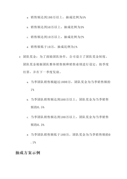 公司产品抽成方案
