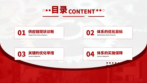 深红色商务风机械行业供应链优化工作计划ppt模板