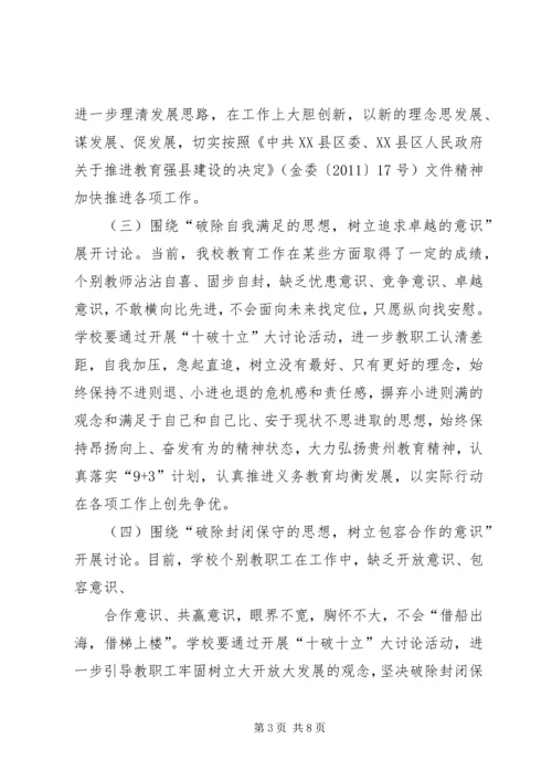 贺集小学“十破十立”专题讨论活动方案[模版] (2).docx