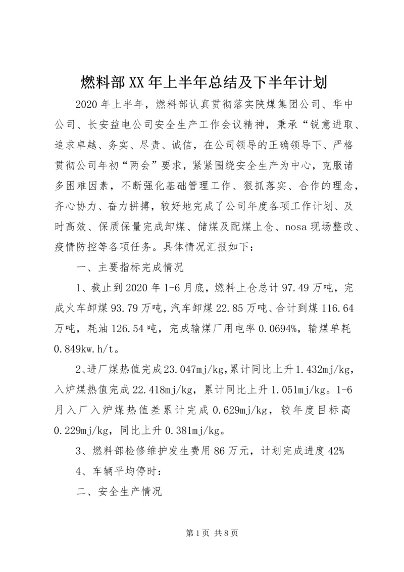 燃料部XX年上半年总结及下半年计划.docx