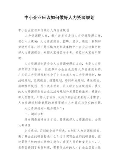 中小企业应该如何做好人力资源规划.docx