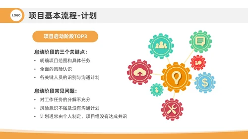 橙色插画风项目管理流程企业员工管理培训PPT课件