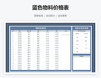 蓝色物料价格表