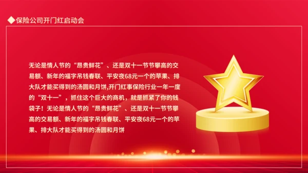 保险公司开门红启动会动态通用PPT模板