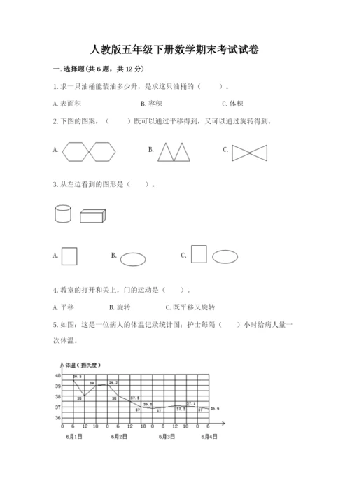 人教版五年级下册数学期末考试试卷及答案（基础+提升）.docx