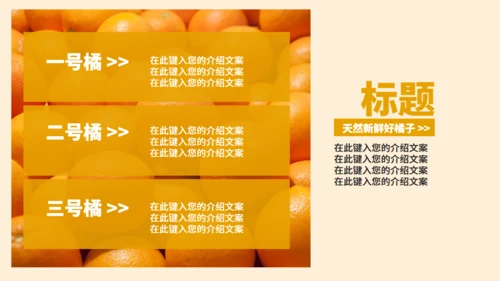 新鲜橘子水果特色介绍通用PPT模板