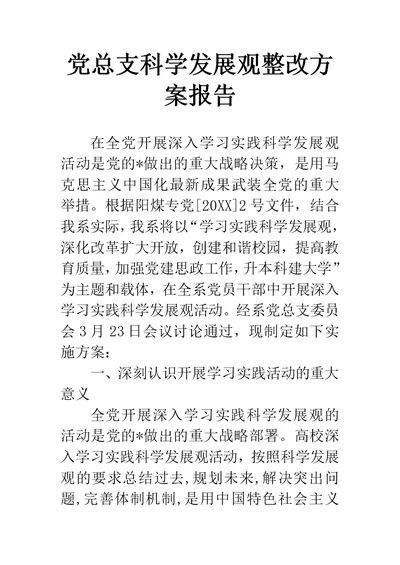 党总支科学发展观整改方案报告