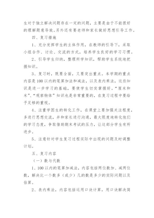 小学二年级复习计划.docx