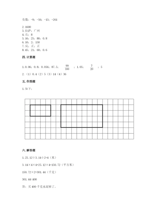 林口县六年级下册数学期末测试卷（实用）.docx
