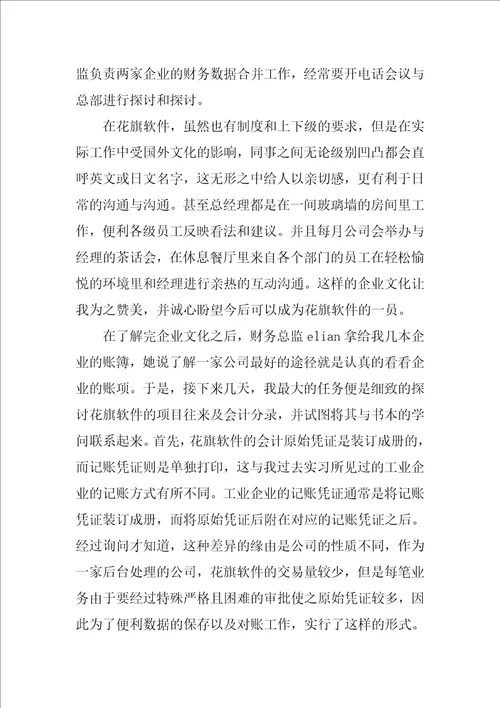2023年件技术服务公司财务实习报告