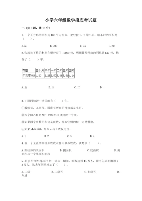 小学六年级数学摸底考试题精选.docx